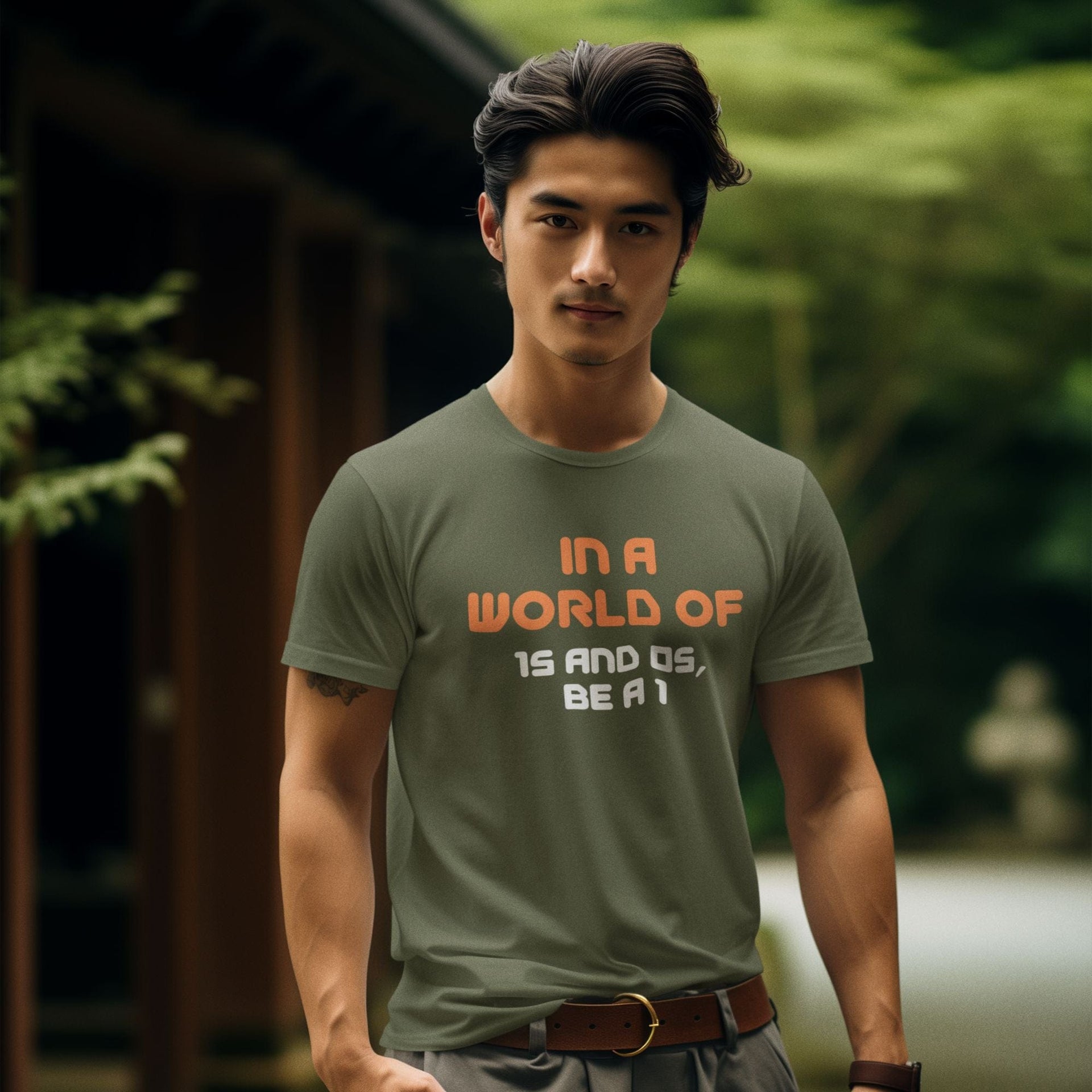 In a World of 1s and 0s, Be a 1 - Men's T-Shirt